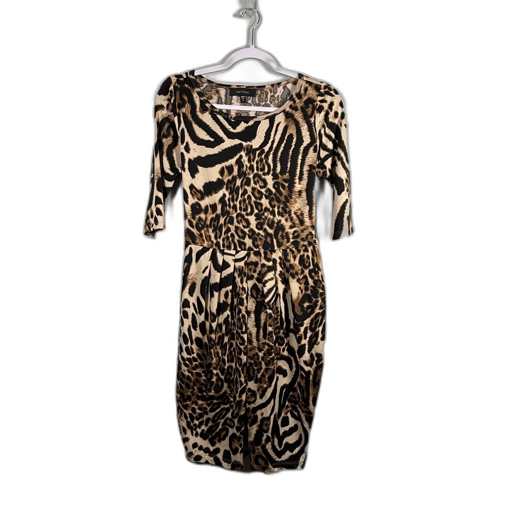 Karen Kane Sheath Dress Y2K Animal Print Leopard Mob Wife Maximalist USA Vintage